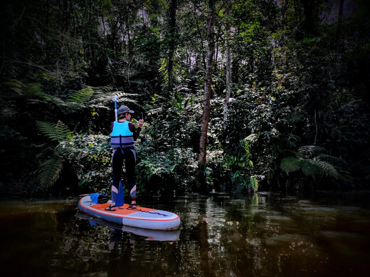 Paddleboarding on calm water
