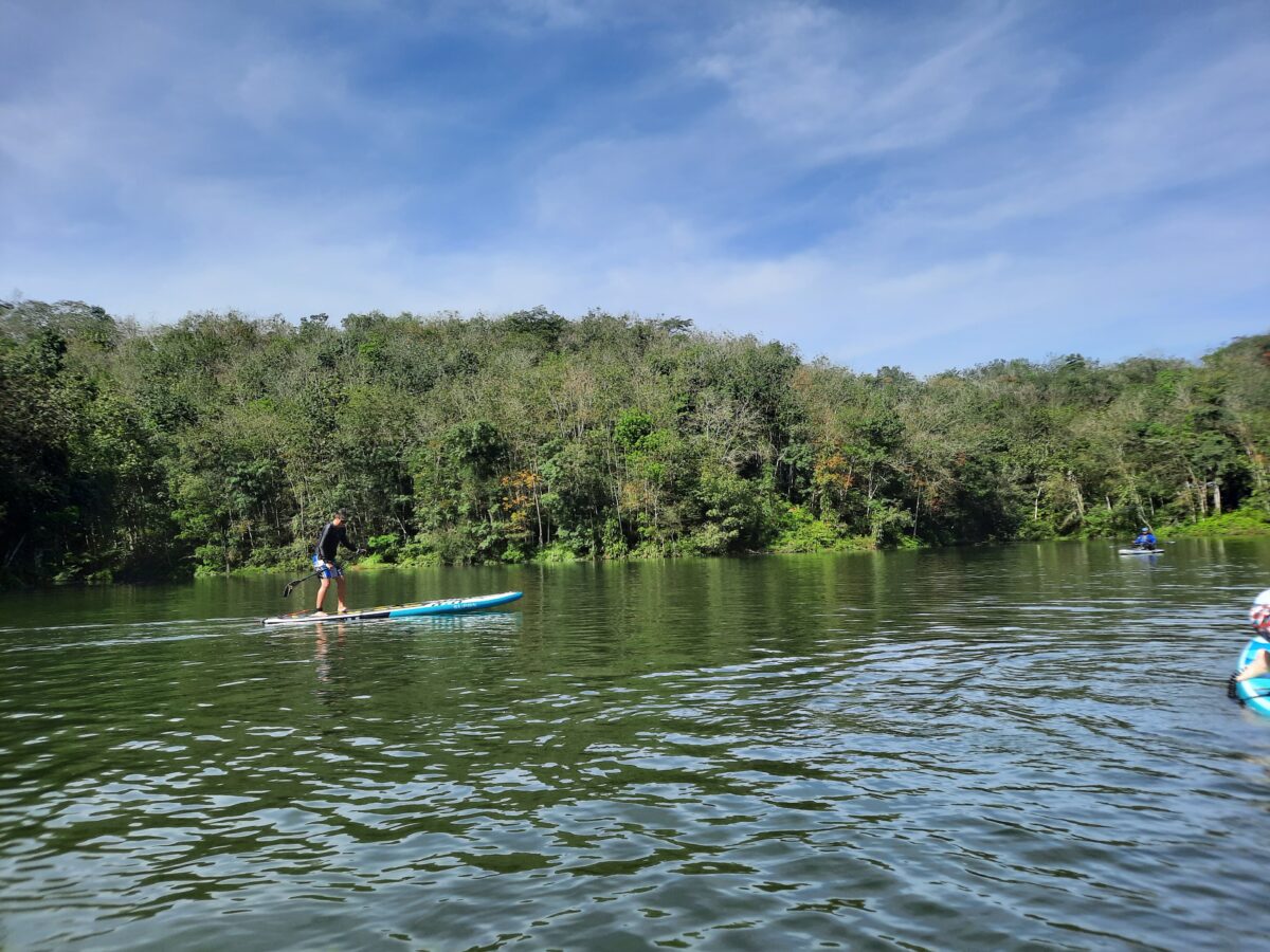 Stand-up paddleboarding at Widuri Lake